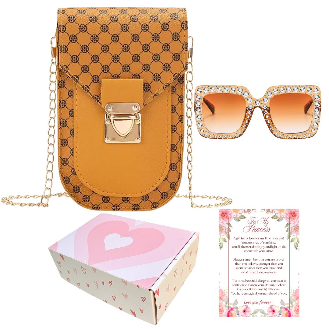 Little Girl Purse with Sunglasses & Gift Box | Toddler Purse for 3 4 5 6 Year Old