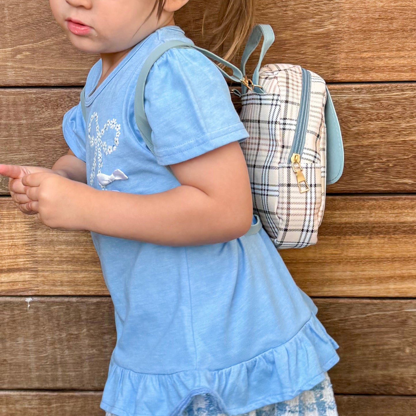 Mini Toddler Backpack For 1 2 3 Year Old Girl | Small Baby Backpack For Girls (8" H) with Gift Box | Plaid Backpack