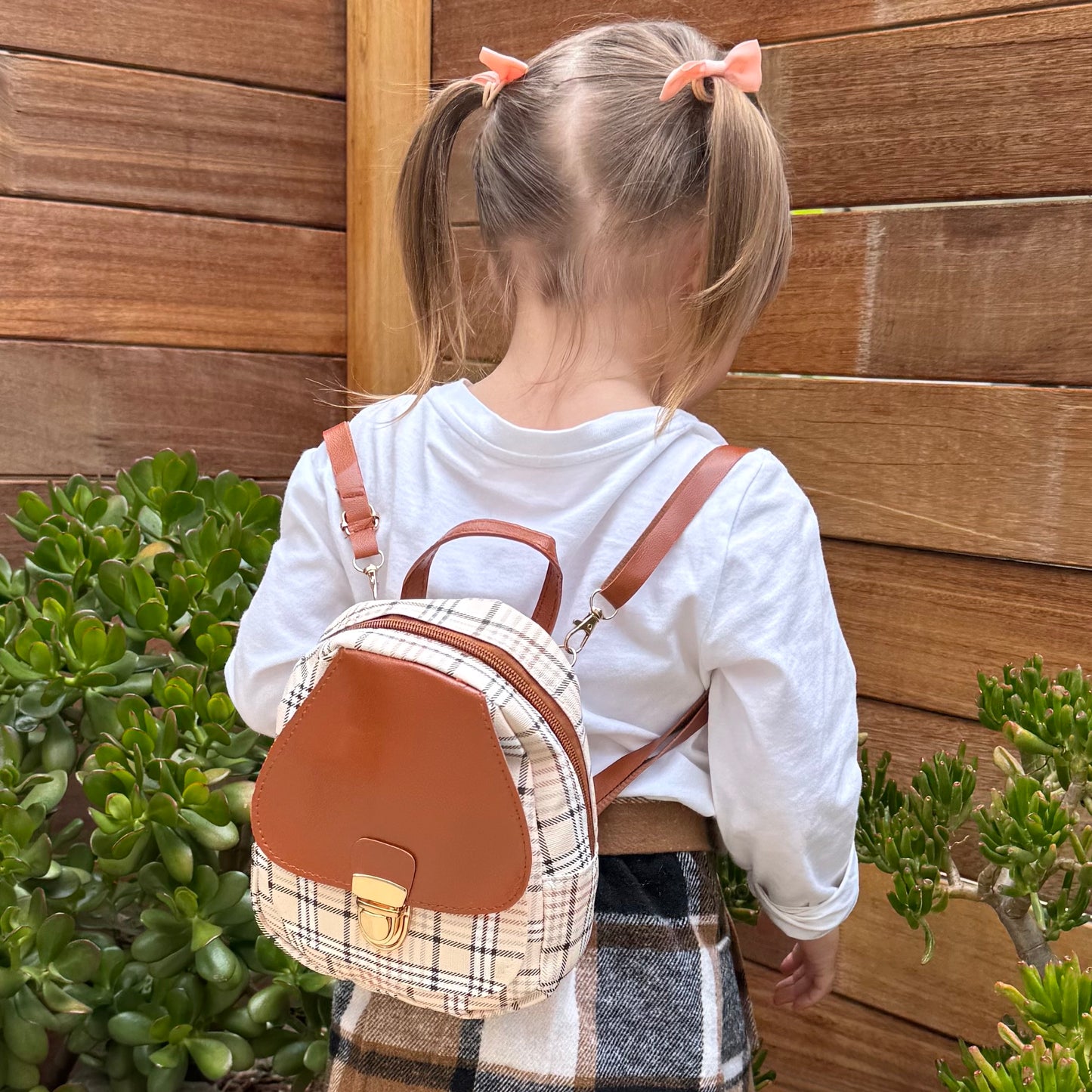 Mini Toddler Backpack For 1 2 3 Year Old Girl | Small Baby Backpack For Girls (8" H) with Gift Box | Plaid Backpack
