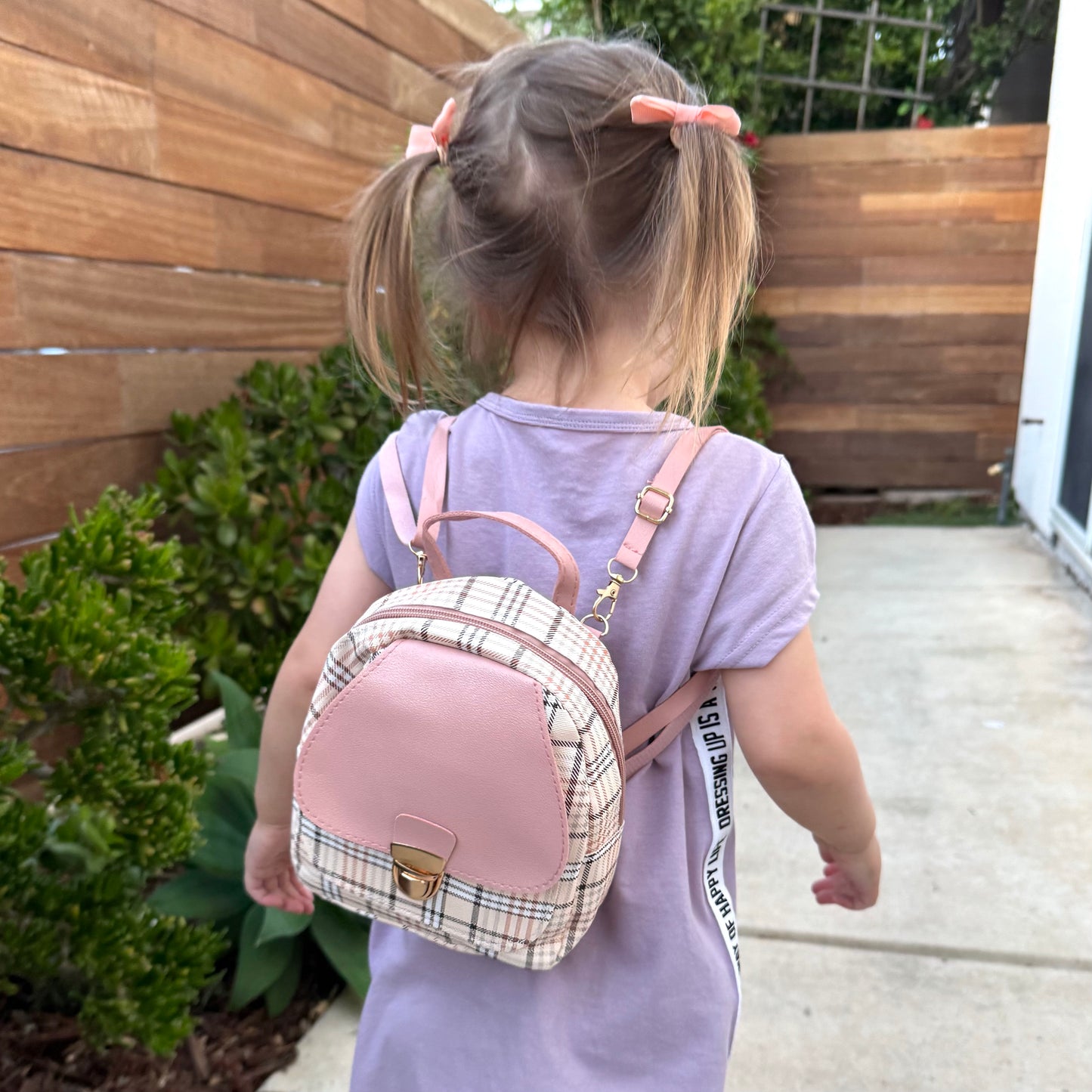 Mini Toddler Backpack For 1 2 3 Year Old Girl | Small Baby Backpack For Girls (8" H) with Gift Box | Plaid Backpack