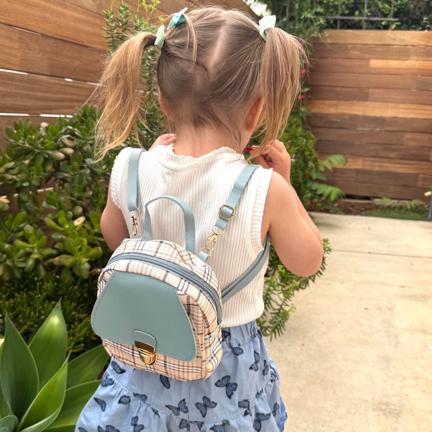 Mini Toddler Backpack For 1 2 3 Year Old Girl | Small Baby Backpack For Girls (8" H) with Gift Box | Plaid Backpack
