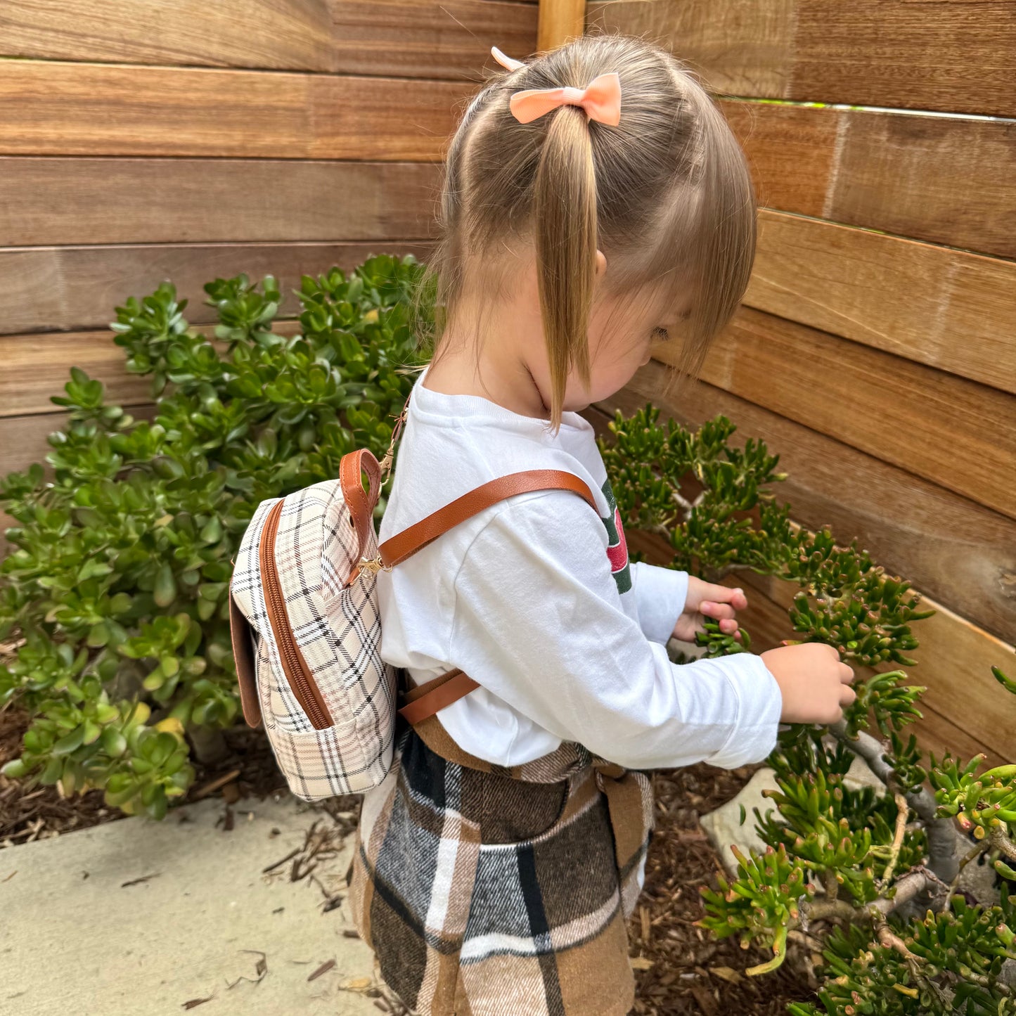Mini Toddler Backpack For 1 2 3 Year Old Girl | Small Baby Backpack For Girls (8" H) with Gift Box | Plaid Backpack