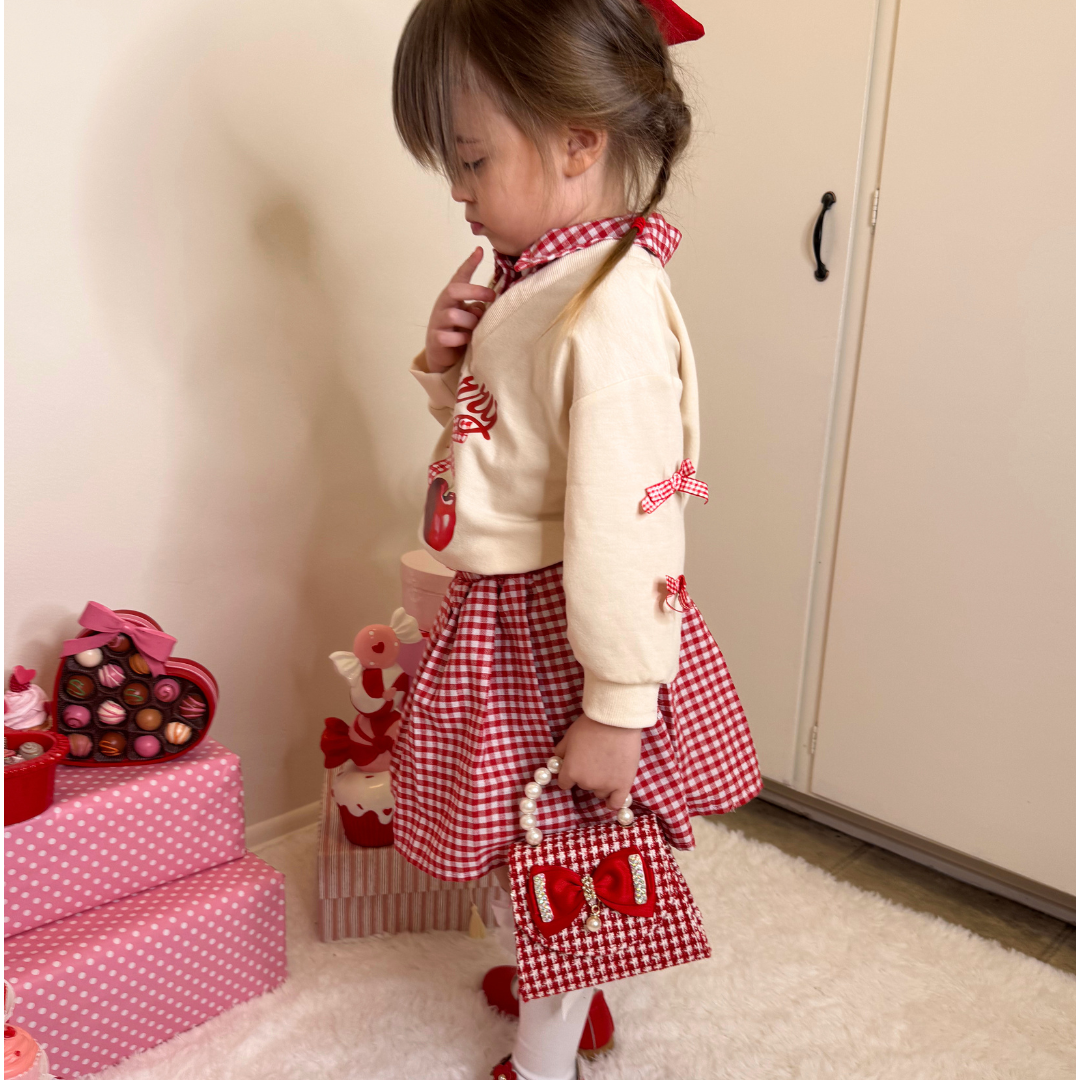 Tweed Little Girl Purse & Gift Box | Mini Purse for Girls Ages 3–6 | Plaid Little Girl Handbag | Designer Kids Purse Children Dress Up Purse