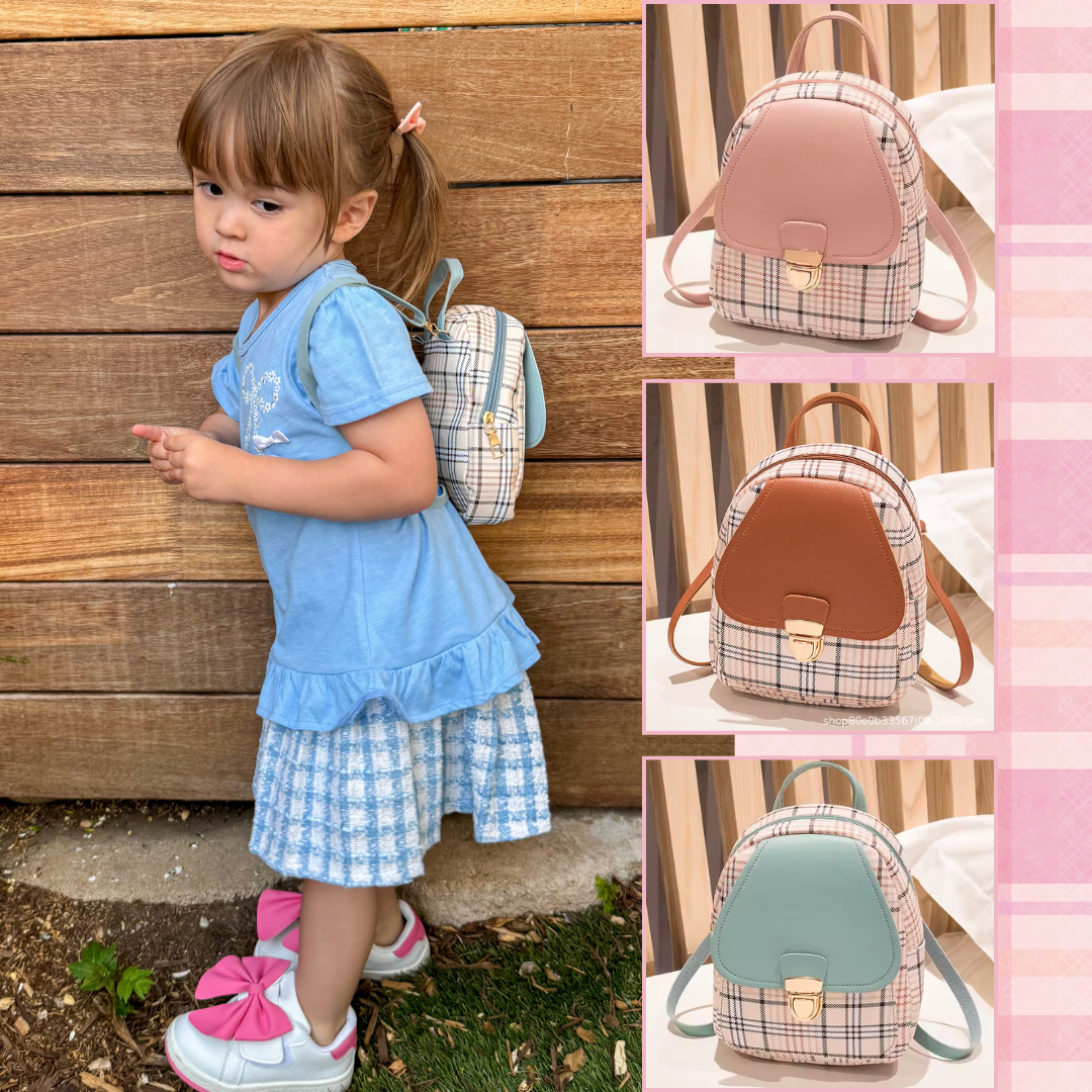 Mini Toddler Backpack For 1 2 3 Year Old Girl | Small Baby Backpack For Girls (8" H) with Gift Box | Plaid Backpack