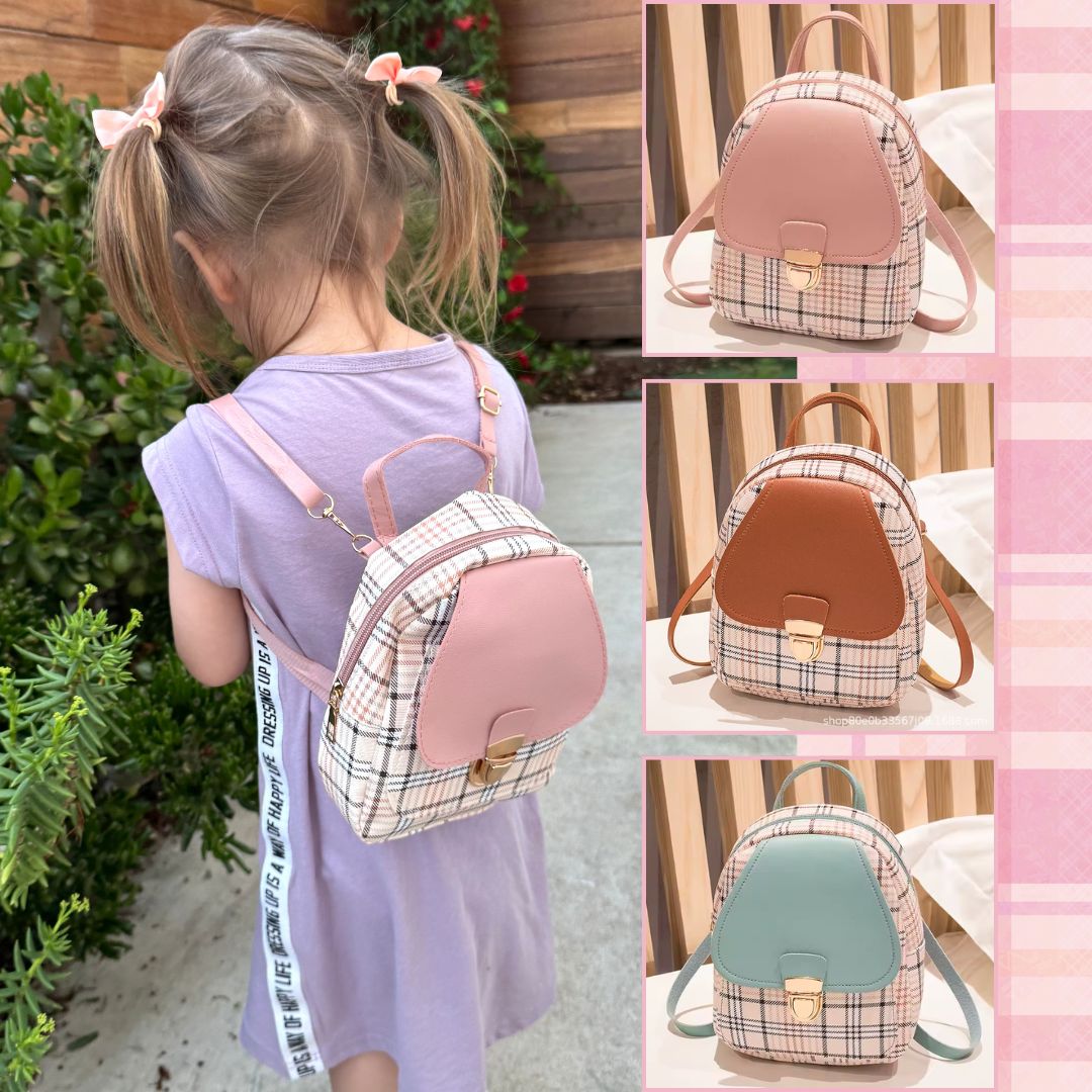 Mini Toddler Backpack For 1 2 3 Year Old Girl | Small Baby Backpack For Girls (8" H) with Gift Box | Plaid Backpack