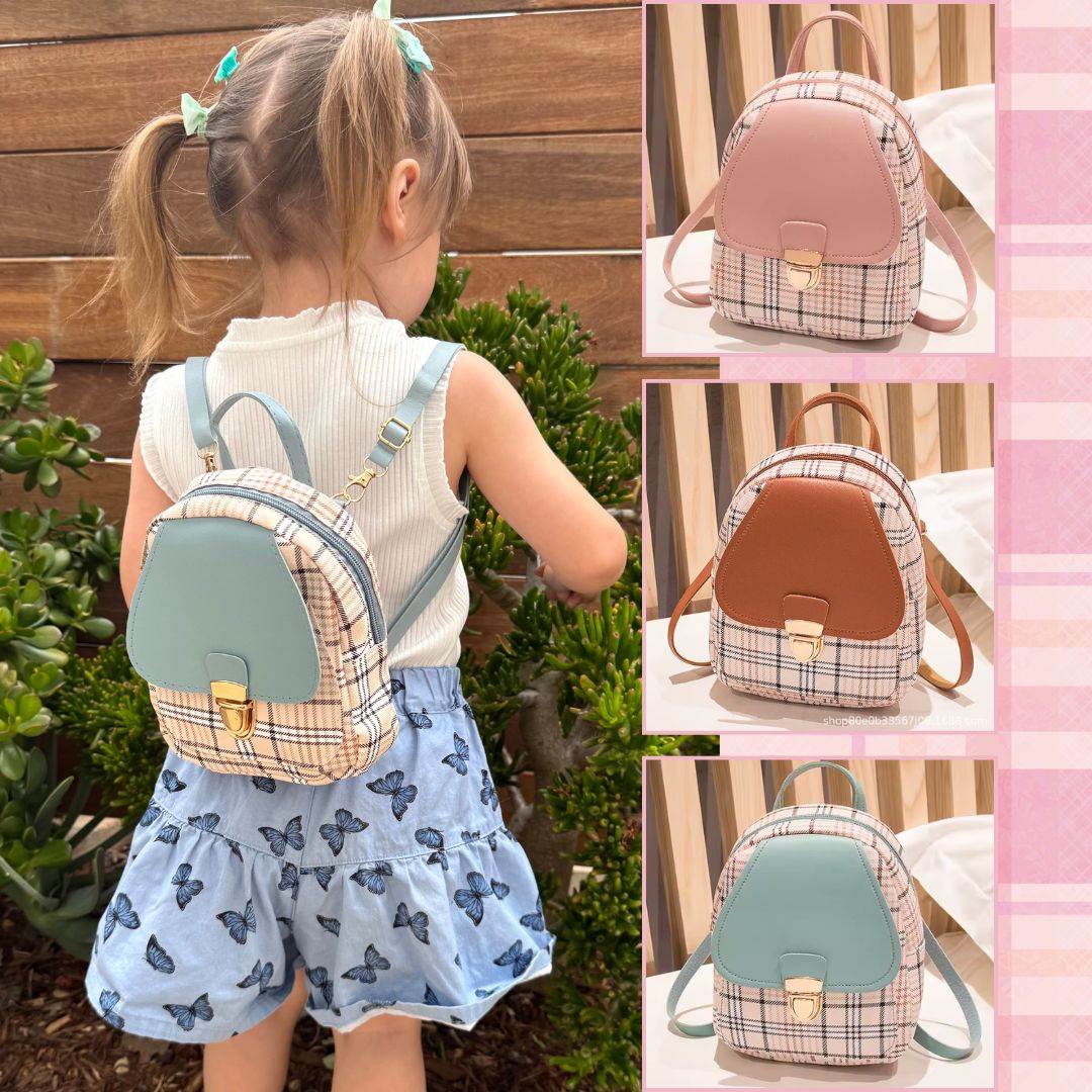 Mini Toddler Backpack For 1 2 3 Year Old Girl | Small Baby Backpack For Girls (8" H) with Gift Box | Plaid Backpack