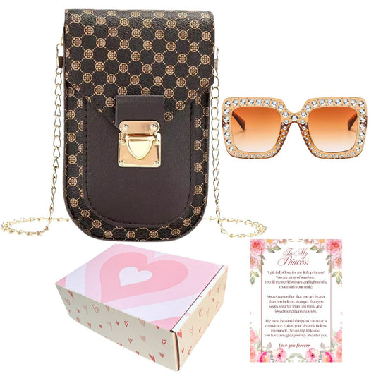 Little Girl Purse with Sunglasses & Gift Box | Toddler Purse for 3 4 5 6 7 8 Year Old