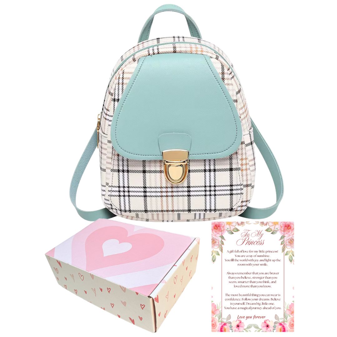 Mini Toddler Backpack For 1 2 3 Year Old Girl | Small Baby Backpack For Girls (8" H) with Gift Box | Plaid Backpack