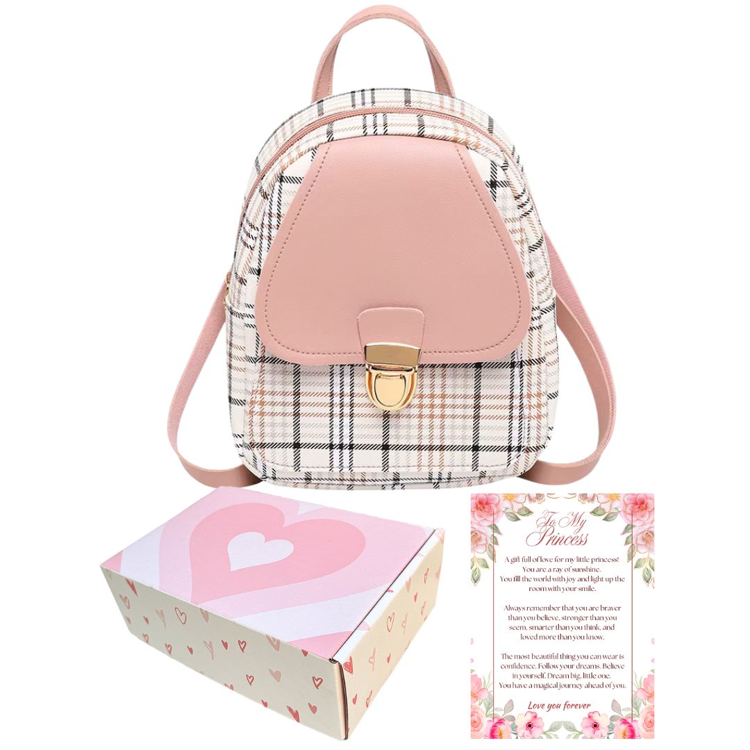 Mini Toddler Backpack For 1 2 3 Year Old Girl | Small Baby Backpack For Girls (8" H) with Gift Box | Plaid Backpack