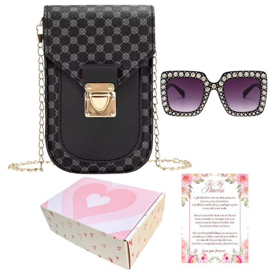Little Girl Purse with Sunglasses & Gift Box | Toddler Purse for 3 4 5 6 7 8 Year Old
