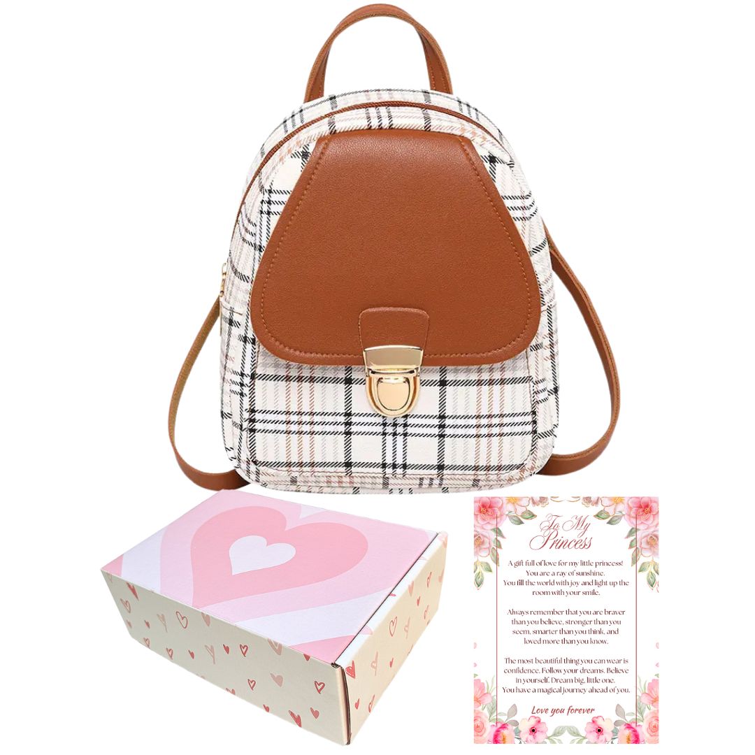 Mini Toddler Backpack For 1 2 3 Year Old Girl | Small Baby Backpack For Girls (8" H) with Gift Box | Plaid Backpack