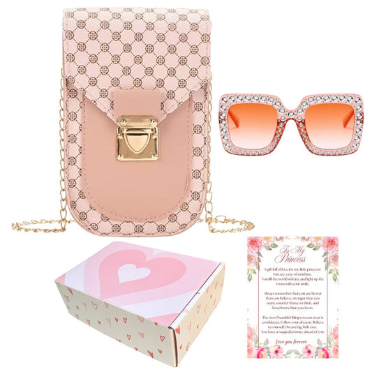 Little Girl Purse with Sunglasses & Gift Box | Toddler Purse Kids Purse for 3 4 5 6 7 8 Year Old