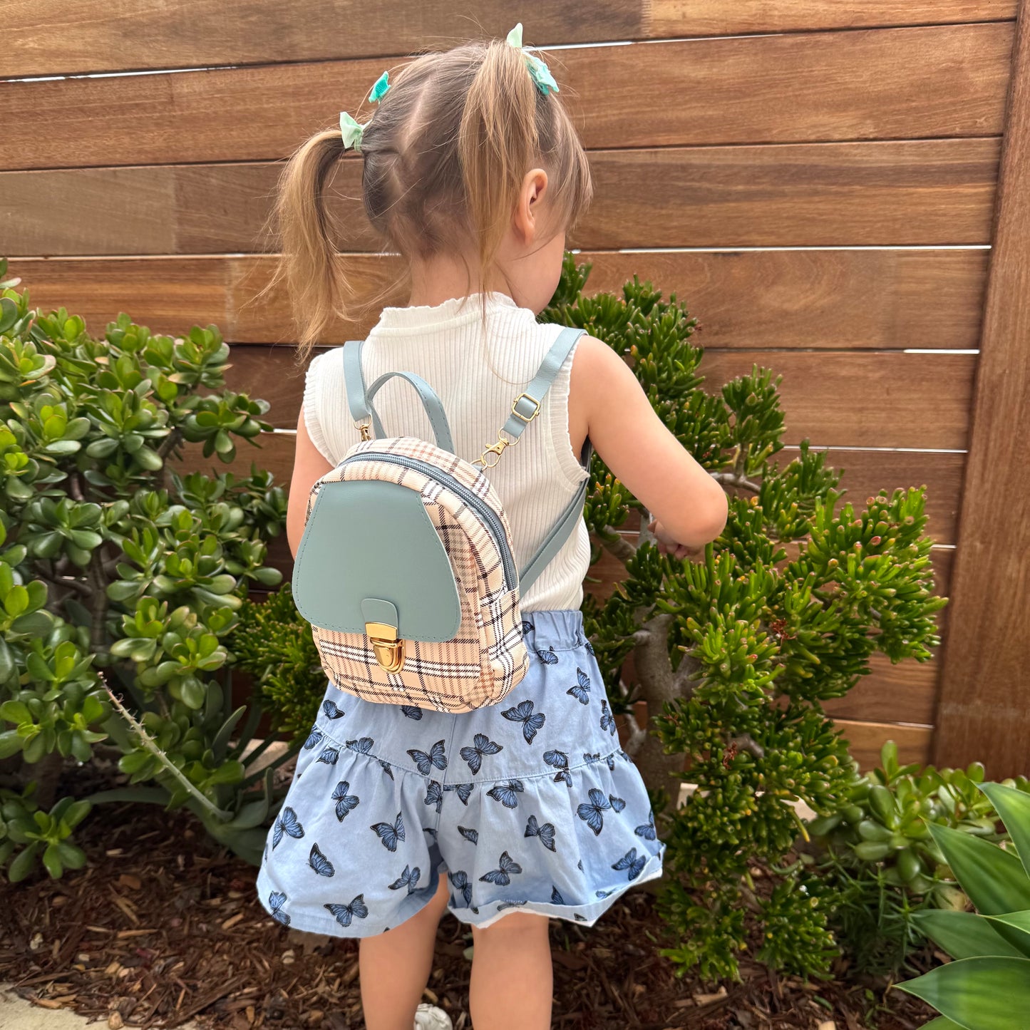 Mini Toddler Backpack For 1 2 3 Year Old Girl | Small Baby Backpack For Girls (8" H) with Gift Box | Plaid Backpack