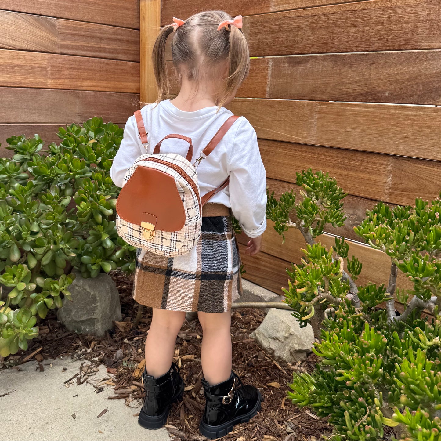 Mini Toddler Backpack For 1 2 3 Year Old Girl | Small Baby Backpack For Girls (8" H) with Gift Box | Plaid Backpack