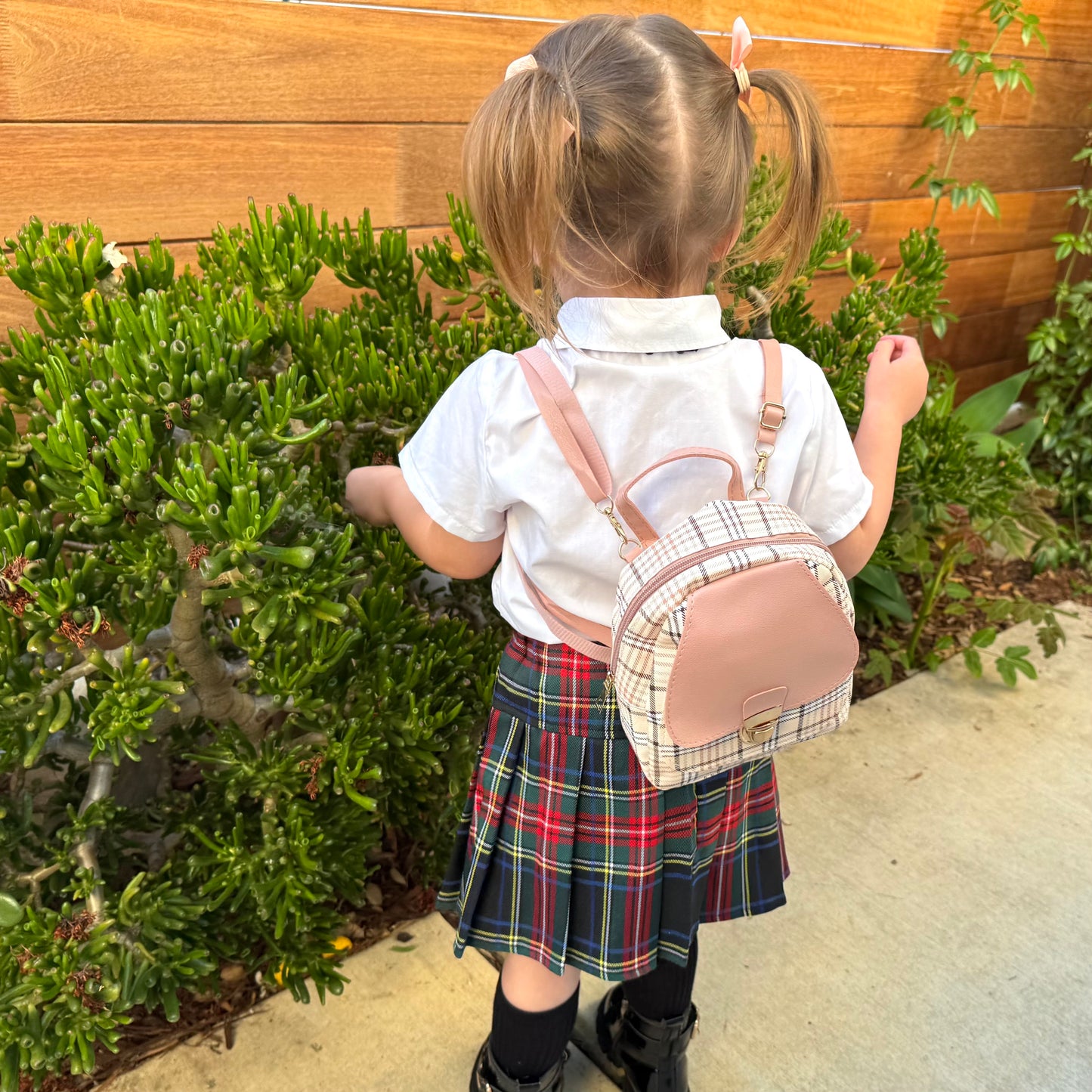 Mini Toddler Backpack For 1 2 3 Year Old Girl | Small Baby Backpack For Girls (8" H) with Gift Box | Plaid Backpack