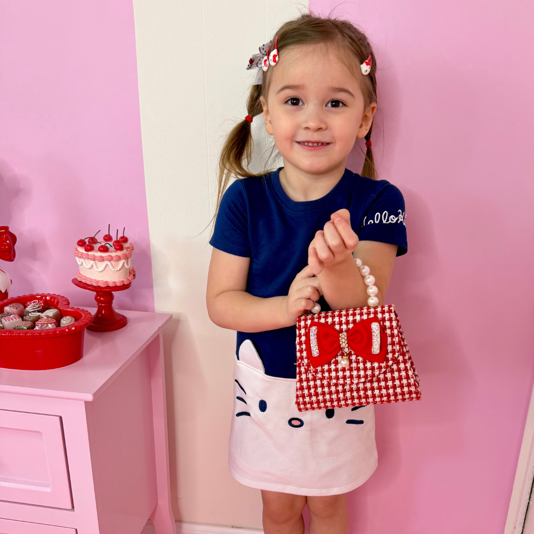 Tweed Little Girl Purse & Gift Box | Mini Purse for Girls Ages 3–6 | Plaid Little Girl Handbag | Designer Kids Purse Children Dress Up Purse