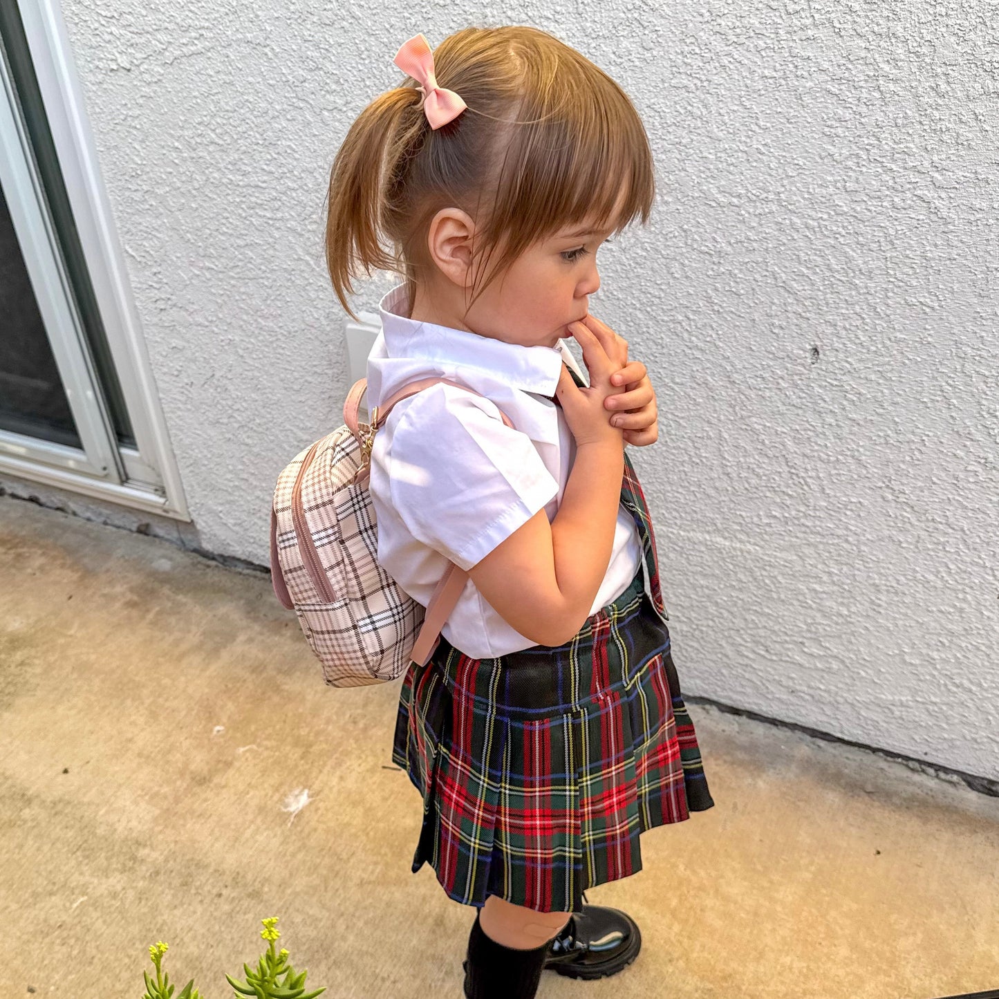 Mini Toddler Backpack For 1 2 3 Year Old Girl | Small Baby Backpack For Girls (8" H) with Gift Box | Plaid Backpack