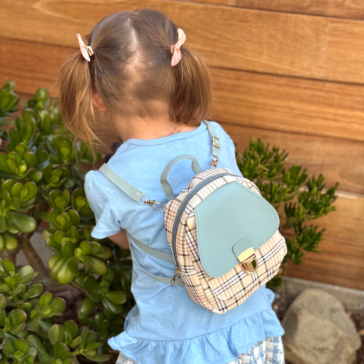Mini Toddler Backpack For 1 2 3 Year Old Girl | Small Baby Backpack For Girls (8" H) with Gift Box | Plaid Backpack