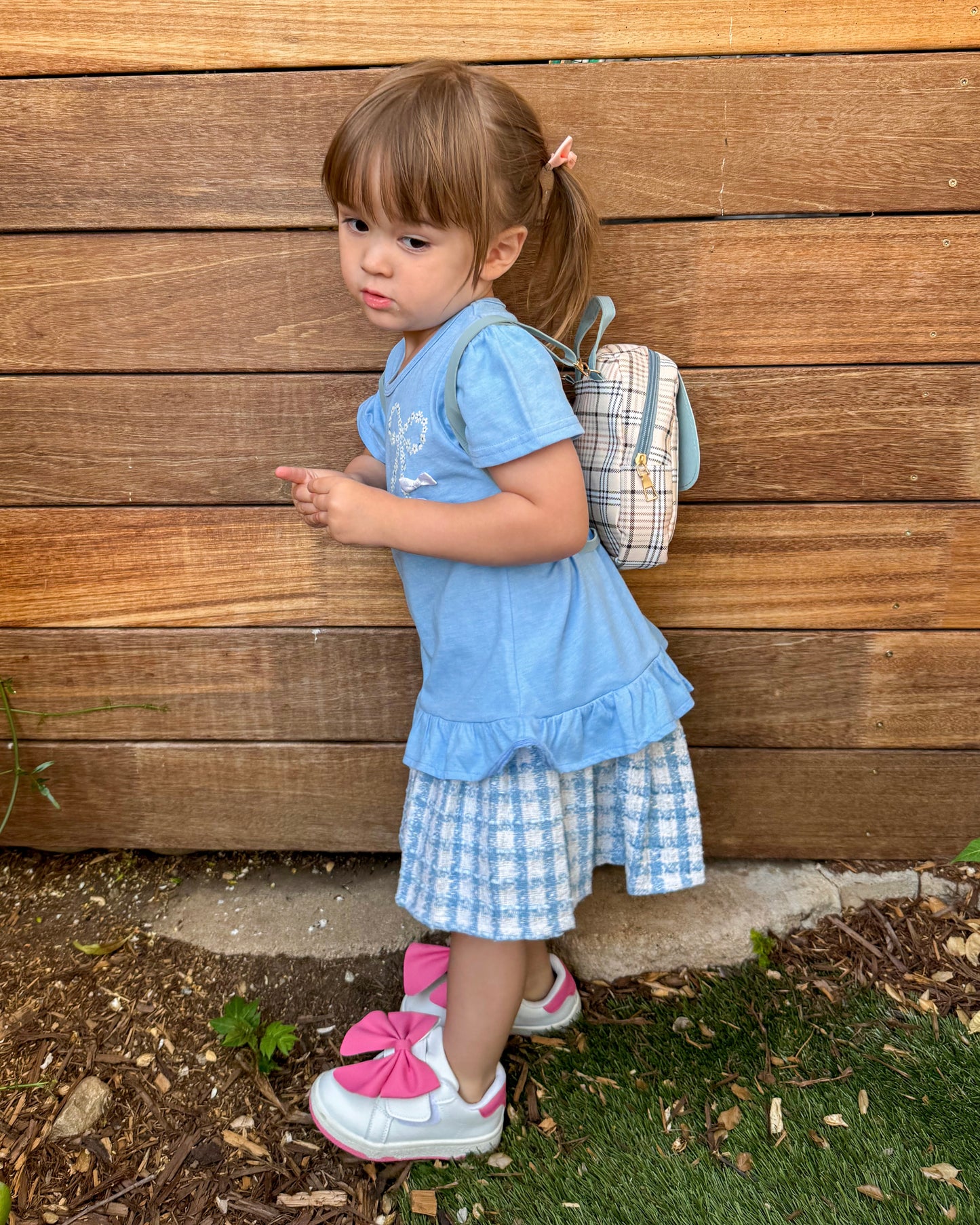 Mini Toddler Backpack For 1 2 3 Year Old Girl | Small Baby Backpack For Girls (8" H) with Gift Box | Plaid Backpack