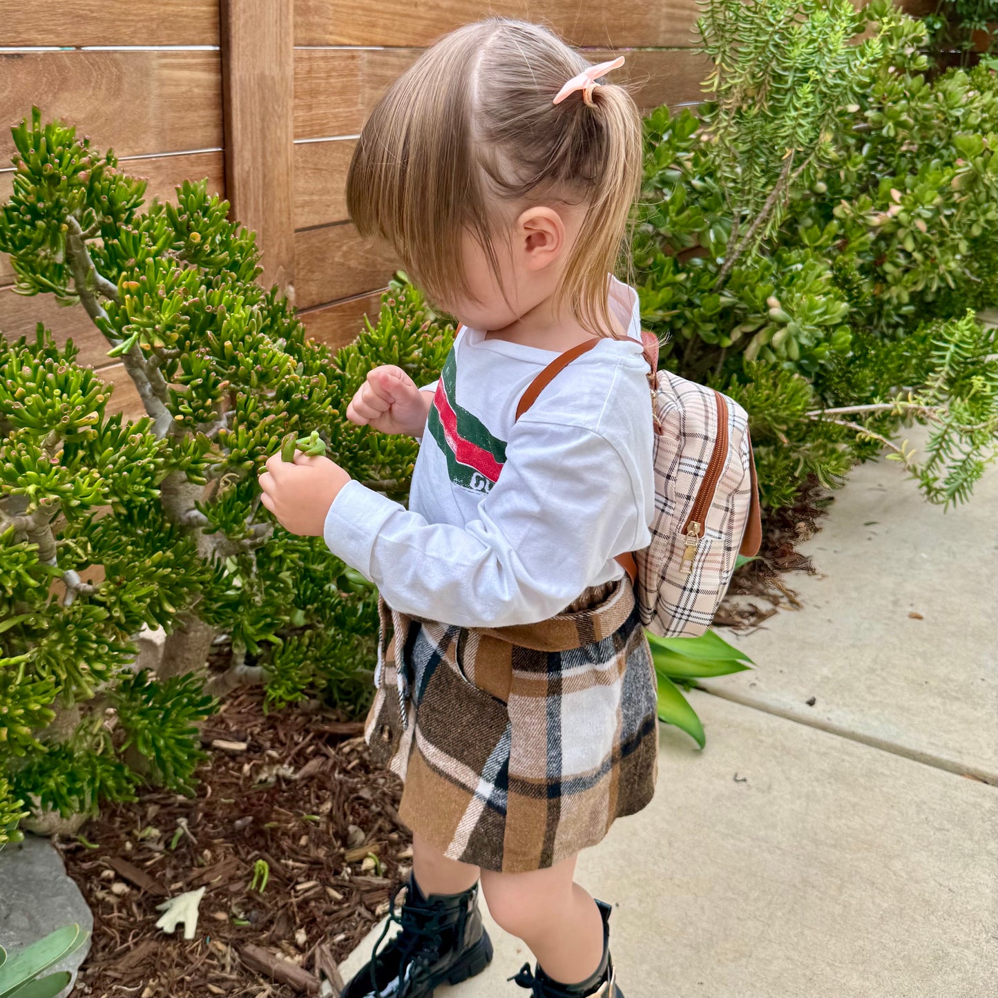 Mini Toddler Backpack For 1 2 3 Year Old Girl | Small Baby Backpack For Girls (8" H) with Gift Box | Plaid Backpack