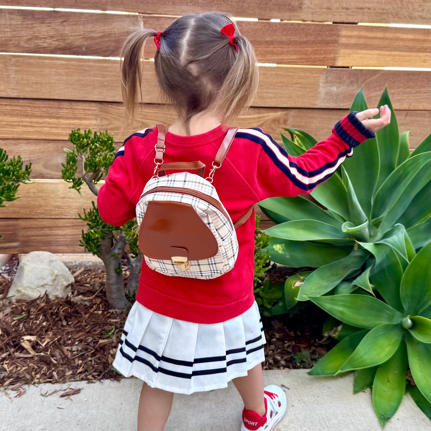 Mini Toddler Backpack For 1 2 3 Year Old Girl | Small Baby Backpack For Girls (8" H) with Gift Box | Plaid Backpack