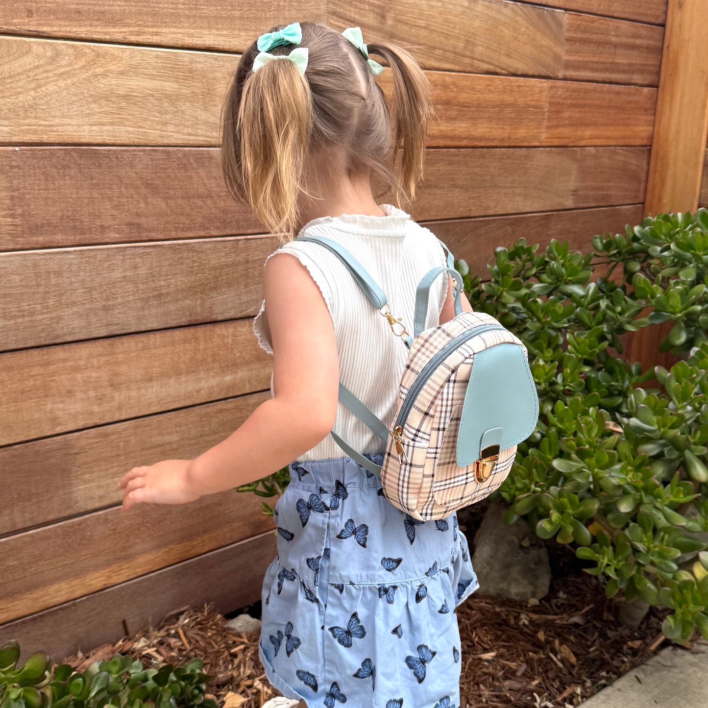 Mini Toddler Backpack For 1 2 3 Year Old Girl | Small Baby Backpack For Girls (8" H) with Gift Box | Plaid Backpack
