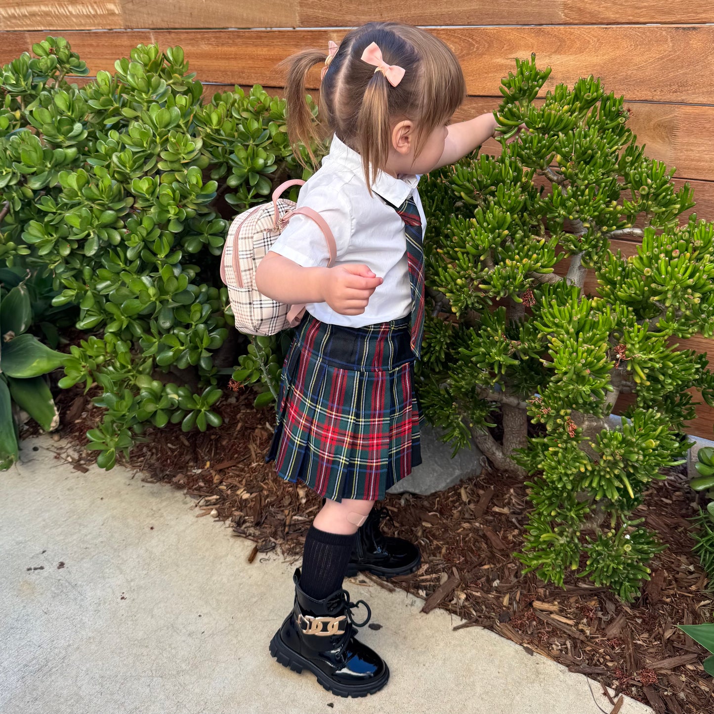 Mini Toddler Backpack For 1 2 3 Year Old Girl | Small Baby Backpack For Girls (8" H) with Gift Box | Plaid Backpack