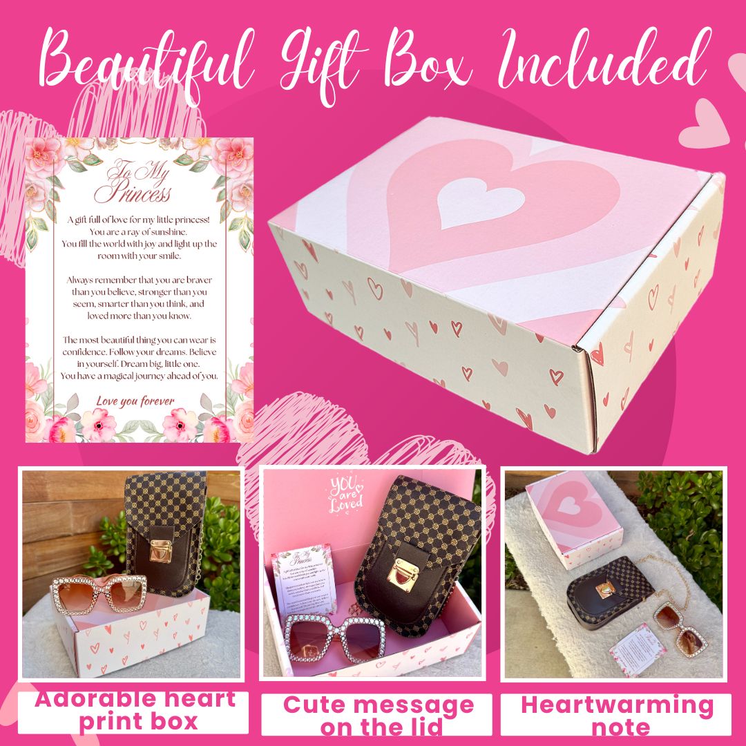 Little Girl Purse with Sunglasses & Gift Box | Toddler Purse for 3 4 5 6 7 8 Year Old