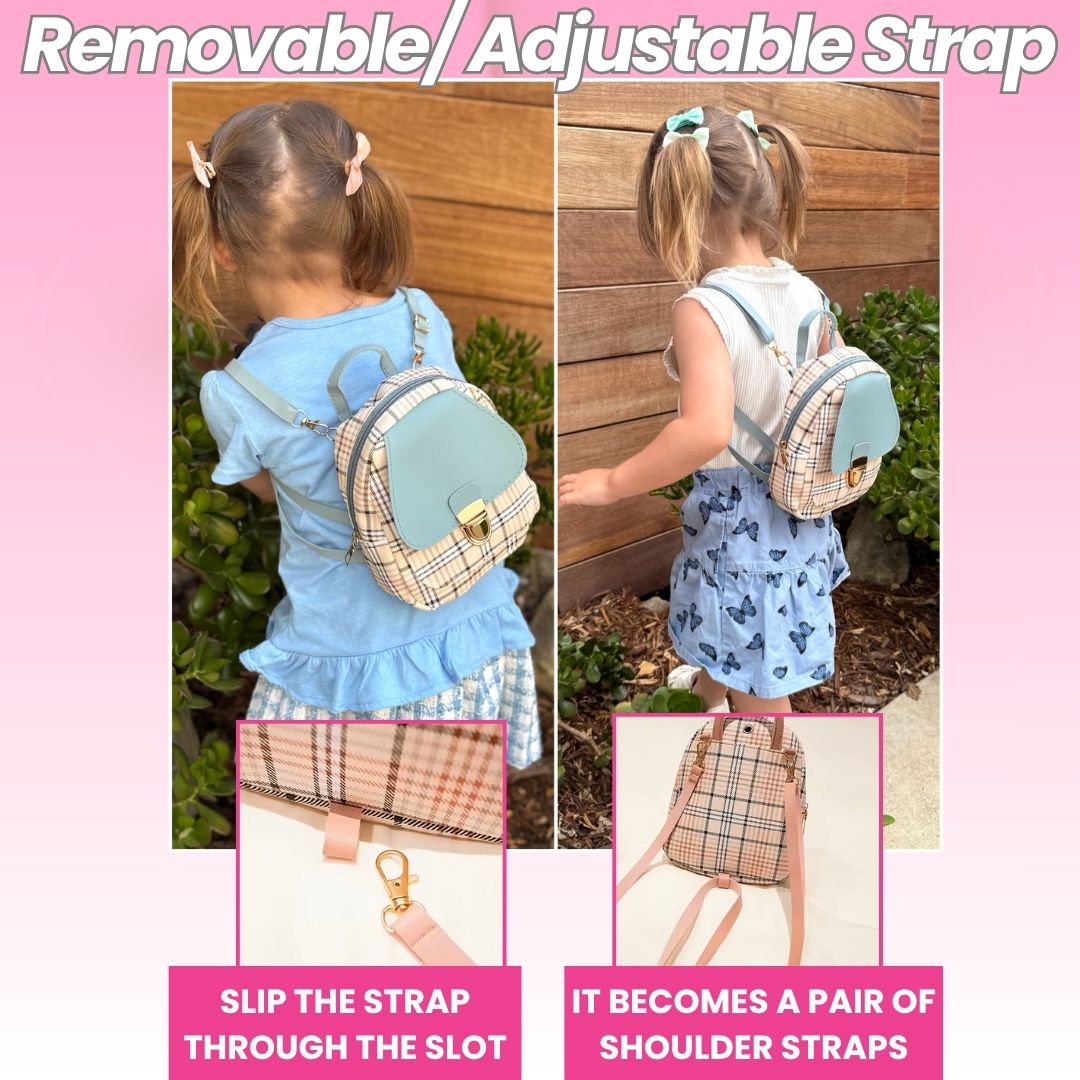 Mini Toddler Backpack For 1 2 3 Year Old Girl | Small Baby Backpack For Girls (8" H) with Gift Box | Plaid Backpack