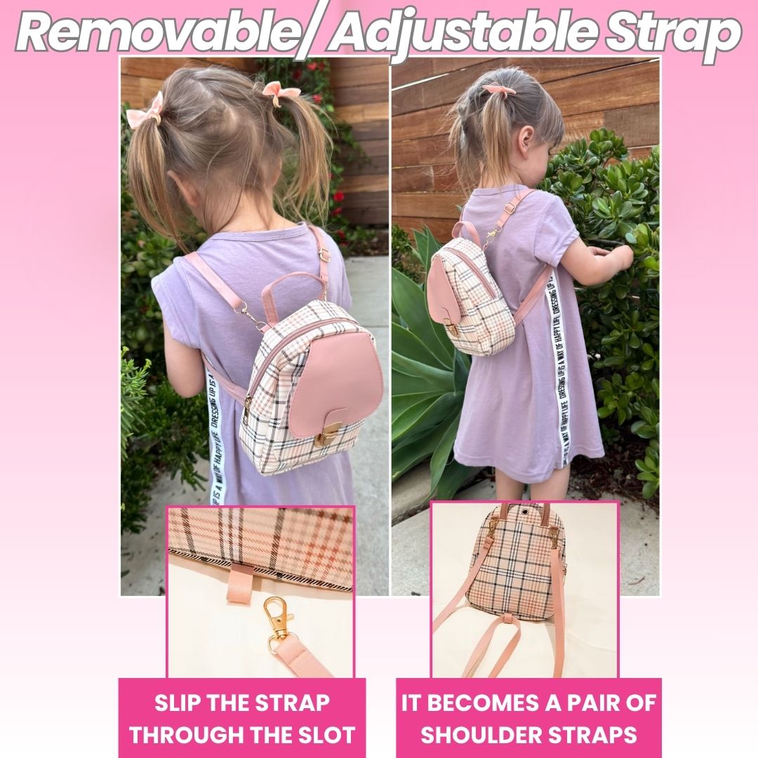 Mini Toddler Backpack For 1 2 3 Year Old Girl | Small Baby Backpack For Girls (8" H) with Gift Box | Plaid Backpack