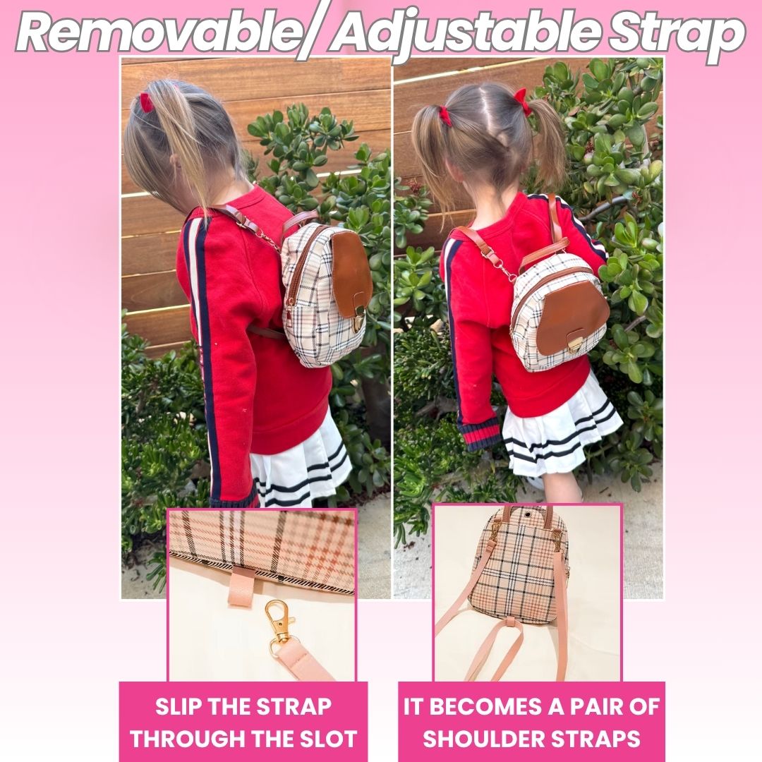 Mini Toddler Backpack For 1 2 3 Year Old Girl | Small Baby Backpack For Girls (8" H) with Gift Box | Plaid Backpack