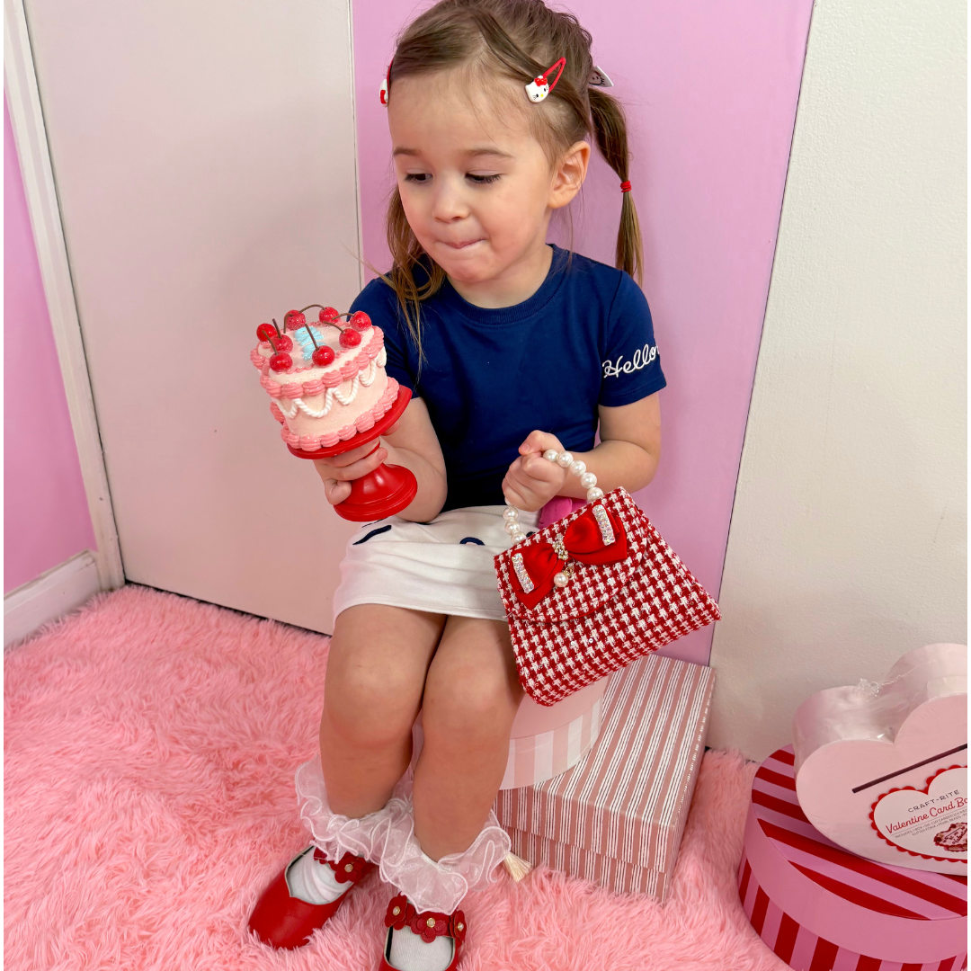 Tweed Little Girl Purse & Gift Box | Mini Purse for Girls Ages 3–6 | Plaid Little Girl Handbag | Designer Kids Purse Children Dress Up Purse
