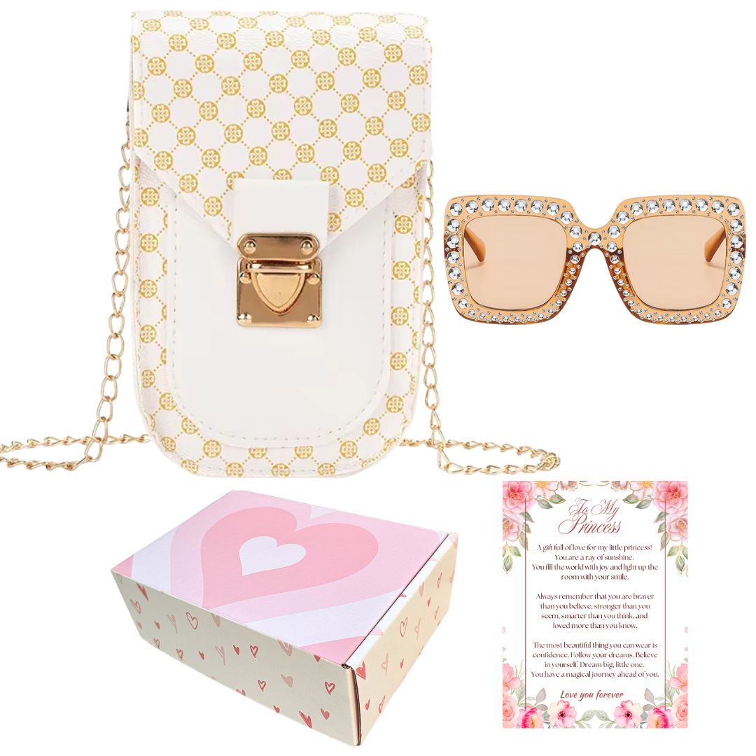 Little Girl Purse with Sunglasses & Gift Box | Toddler Purse for 3 4 5 6 7 8 Year Old