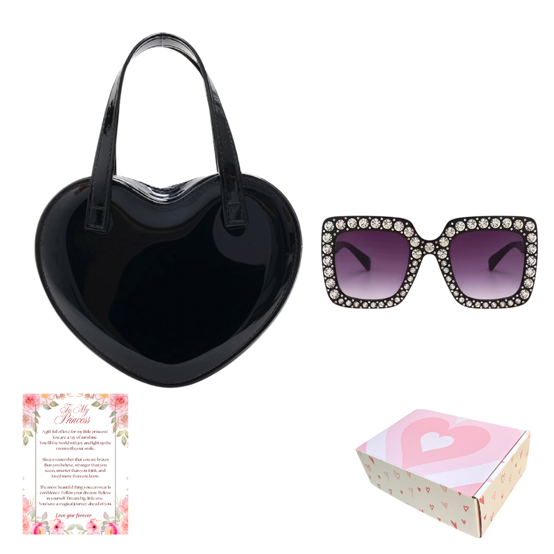 Heart Shaped Little Girl Purse & Sunglasses Gift Box | Mini Purse for Girls Ages 3–6 | Kids Purse Children Dress Up Purse