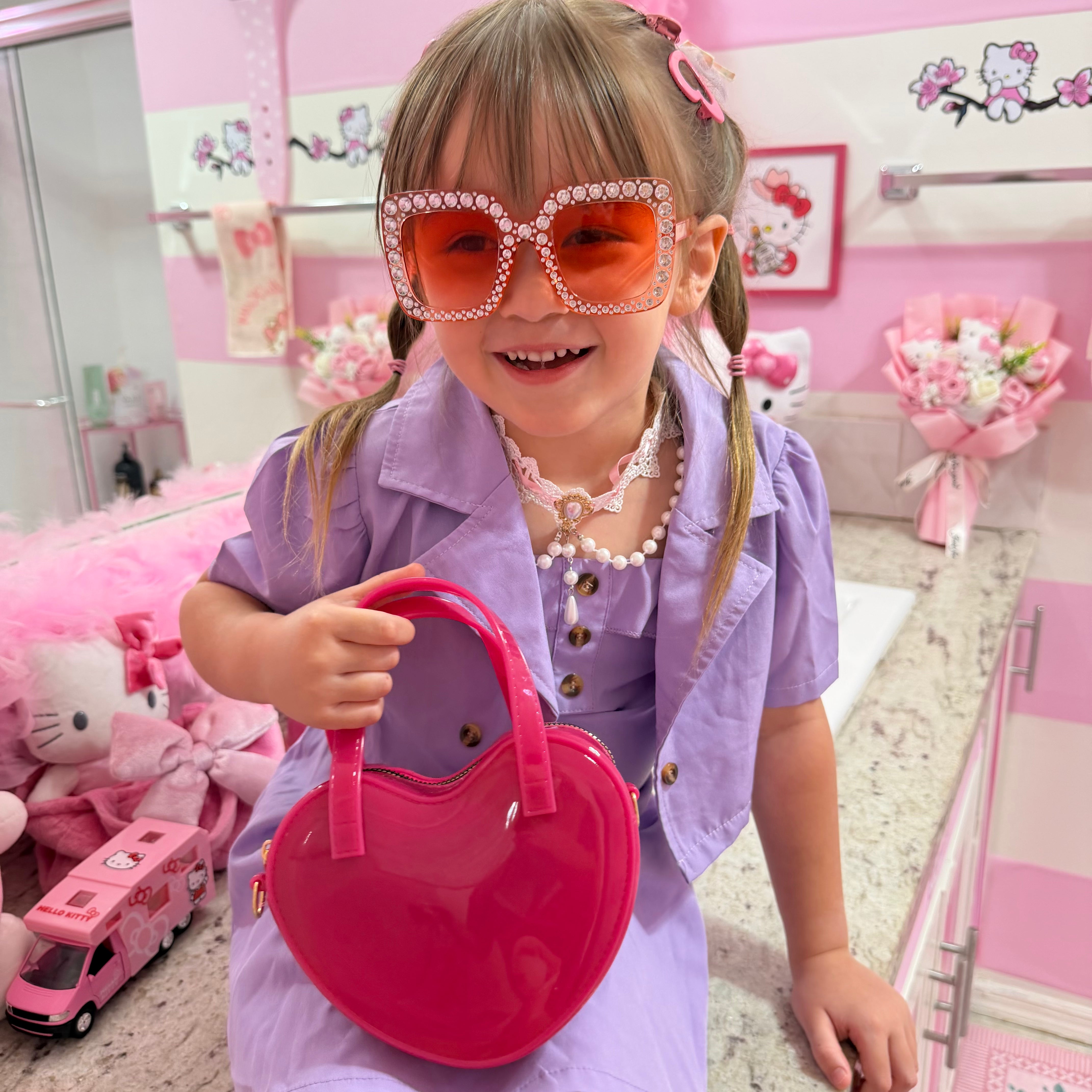 Heart Shaped Little Girl Purse & Sunglasses Gift Box | Mini Purse for Girls Ages 3–6 | Kids Purse Children Dress Up Purse