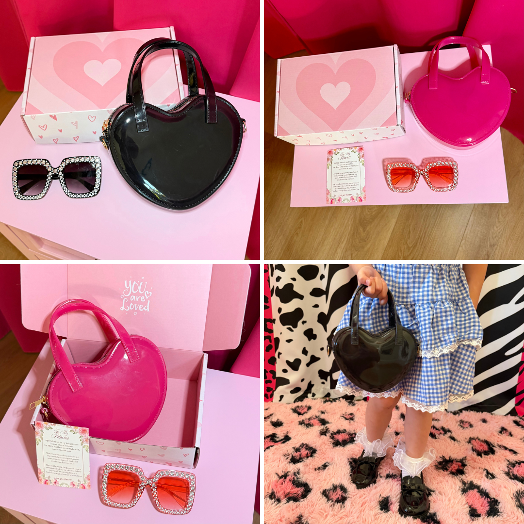 Heart Shaped Little Girl Purse & Sunglasses Gift Box | Mini Purse for Girls Ages 3–6 | Kids Purse Children Dress Up Purse