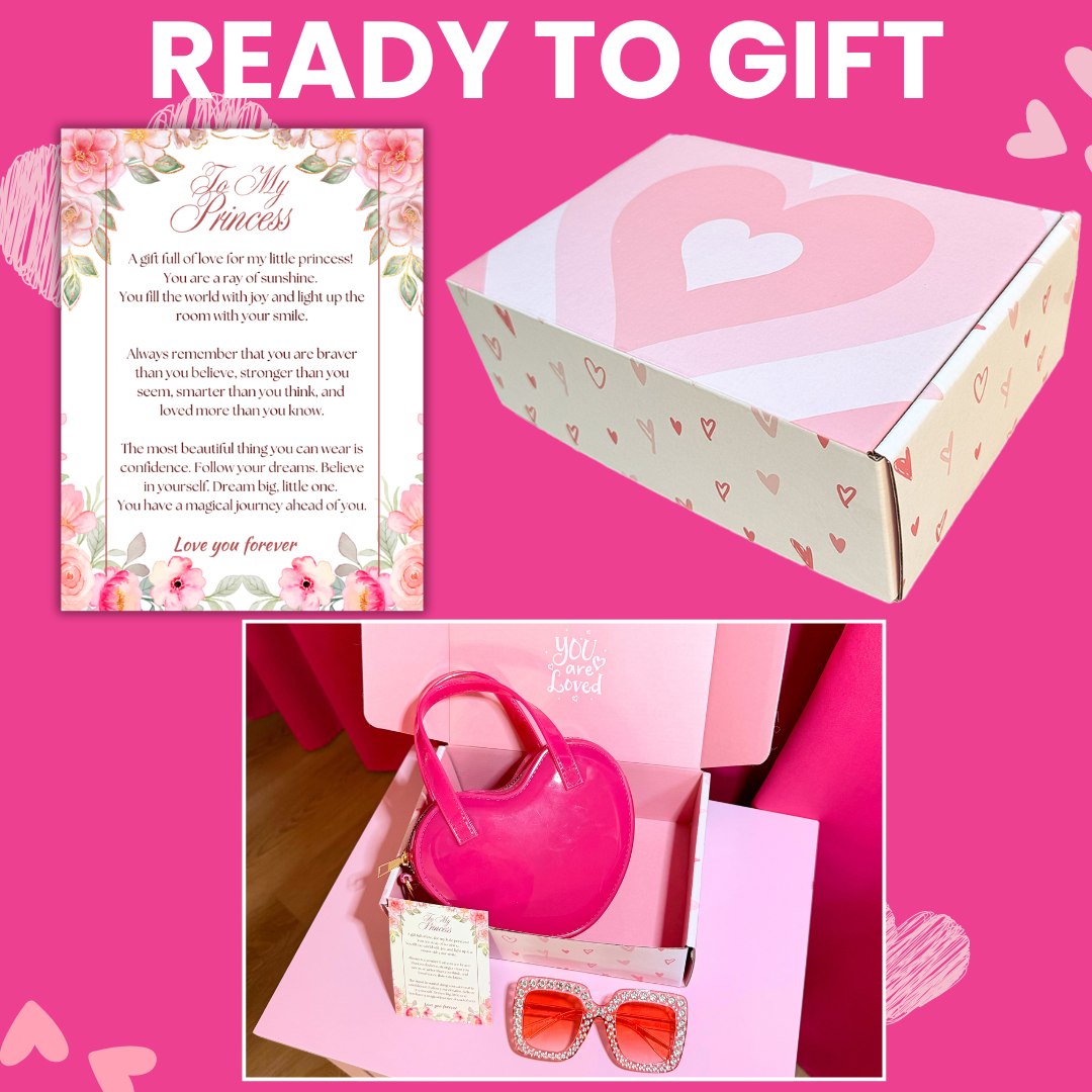Heart Shaped Little Girl Purse & Sunglasses Gift Box | Mini Purse for Girls Ages 3–6 | Kids Purse Children Dress Up Purse
