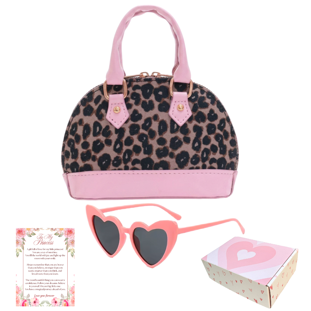Leopard Print Toddler Purse & Sunglasses Gift Set | Mini Handbag & Baby Purse for Little Girls Ages 1-3