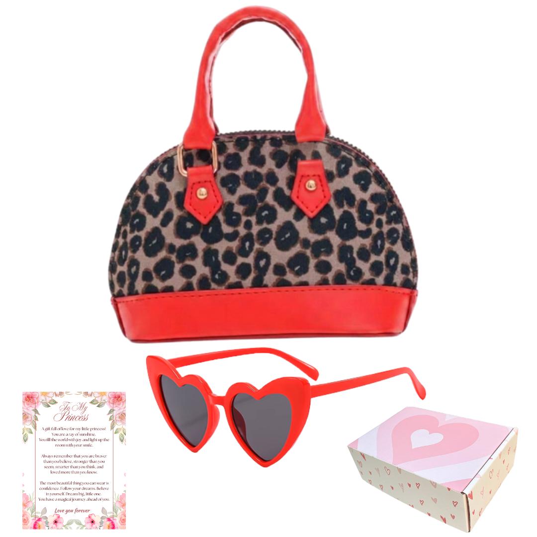 Leopard Print Toddler Purse & Sunglasses Gift Set | Mini Handbag & Baby Purse for Little Girls Ages 1-3