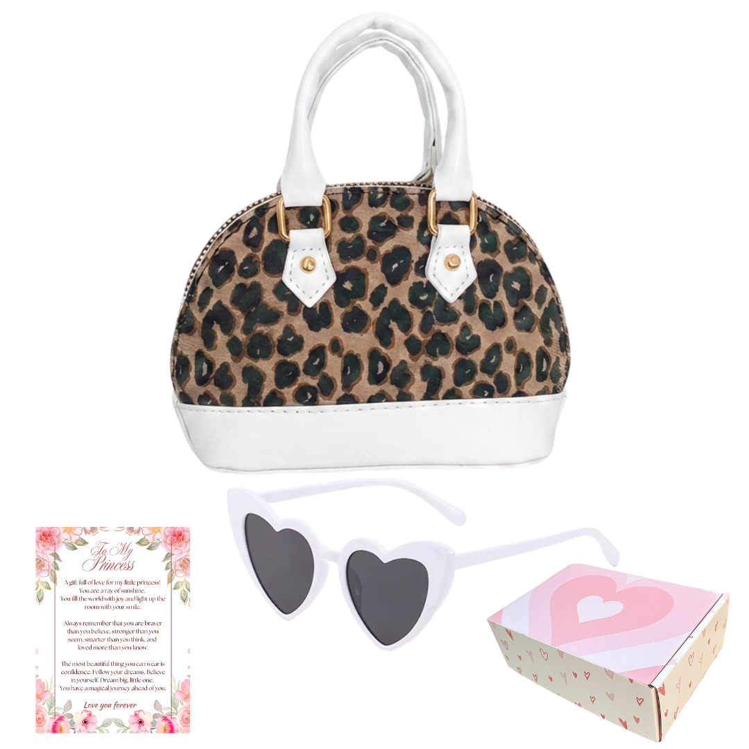 Leopard Print Toddler Purse & Sunglasses Gift Set | Mini Handbag & Baby Purse for Little Girls Ages 1-3